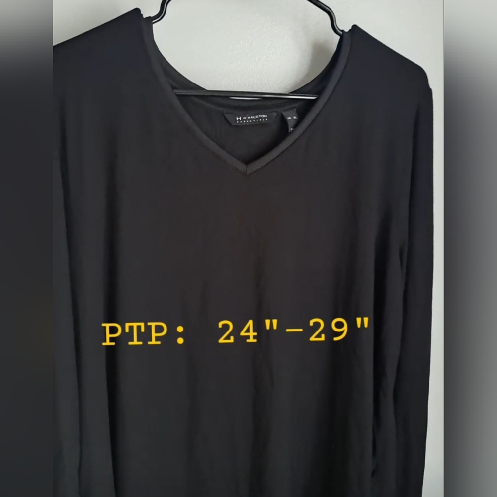 H by Halston Black Long Sleeve V Neck Knit Blouse XLarge